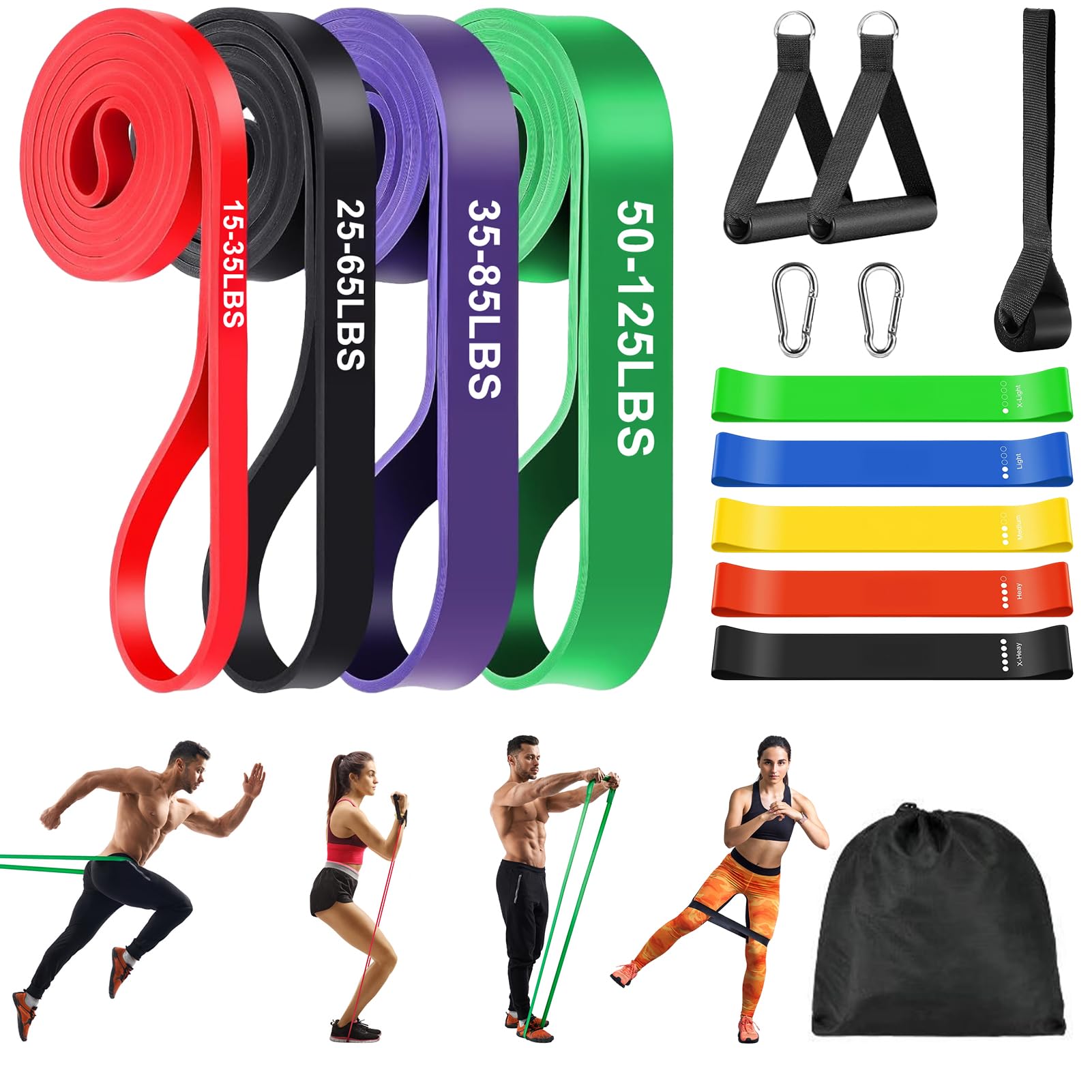 Widerstandsbänder Set, Resistance Bands mit Türanker und Handgriffen. Klimmzugbänder, Stretch Bänder Geeignet für Krafttraining, Pilates, Physiotherapie, Gummiband für Sport, für Männer und Frauen.