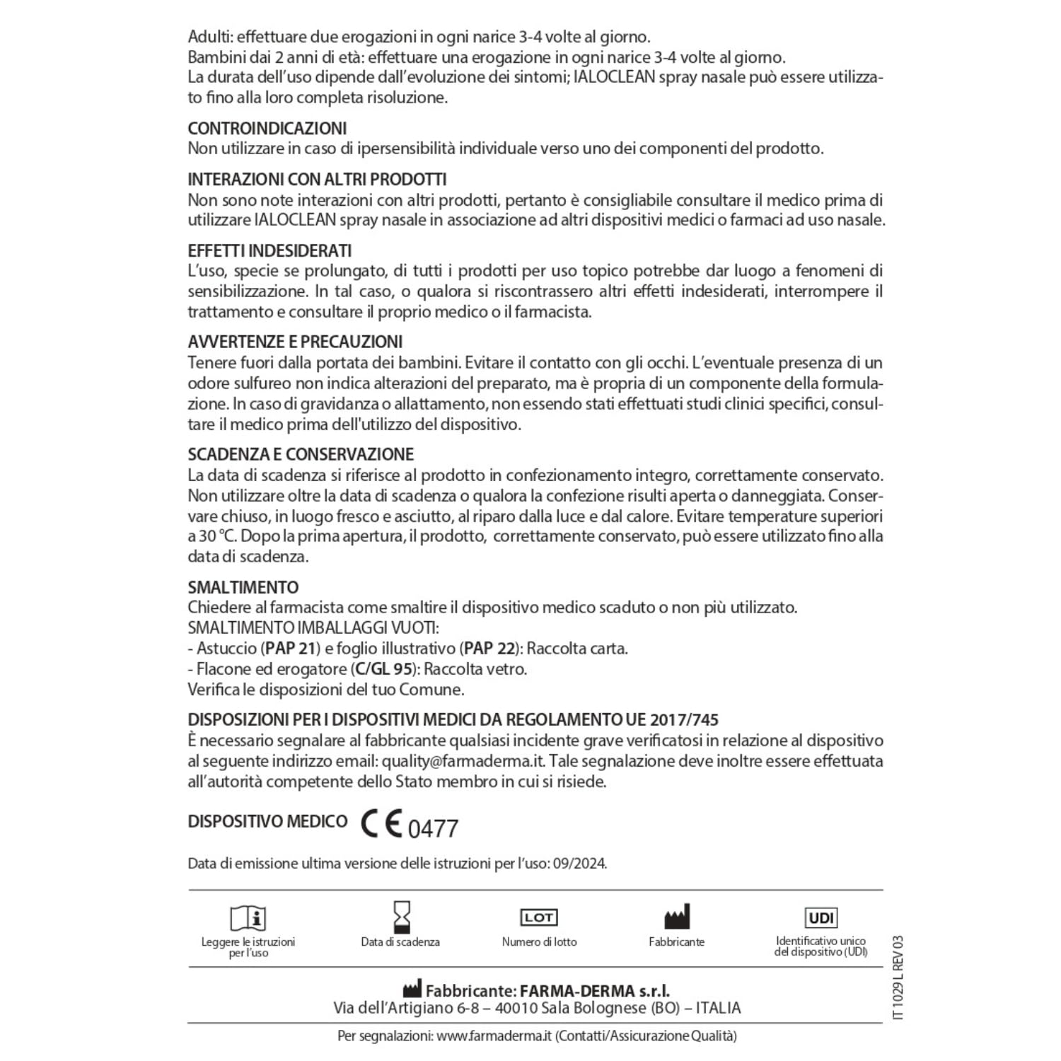FARMA-DERMA Ialoclean Spray Nasale 30ml a Base di Acido Ialuronico | Idratante, Lubrificante, Emolliente e Protettivo | Coadiuvante degli Stati Irritativi e Infiammatori Mucosa Nasale