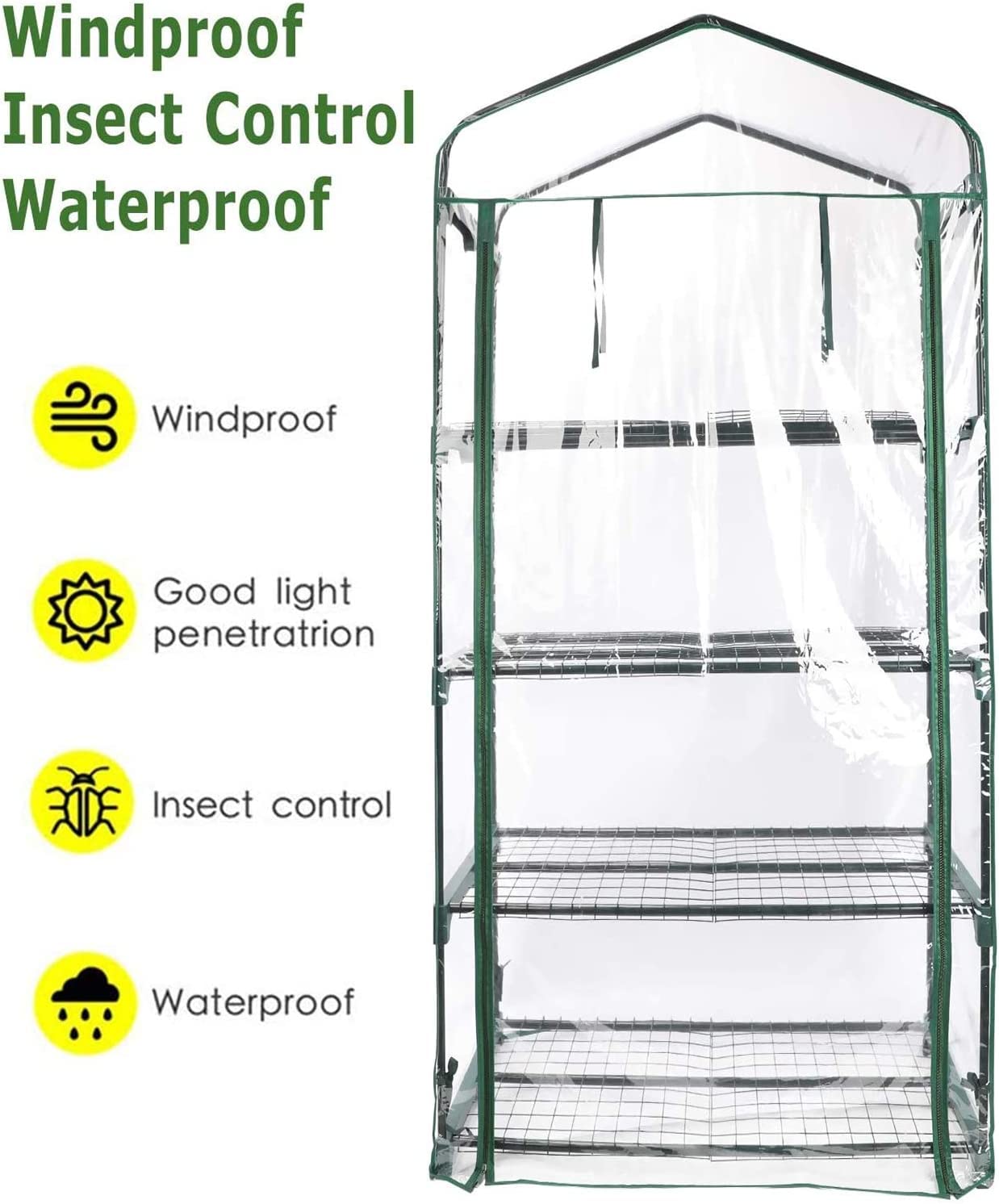 Housse De Protection Transparente Pour Mini Serre - 69 X 49 X 158 Cm - PVC Résistant - Anti-gel Et Intempéries - 2
