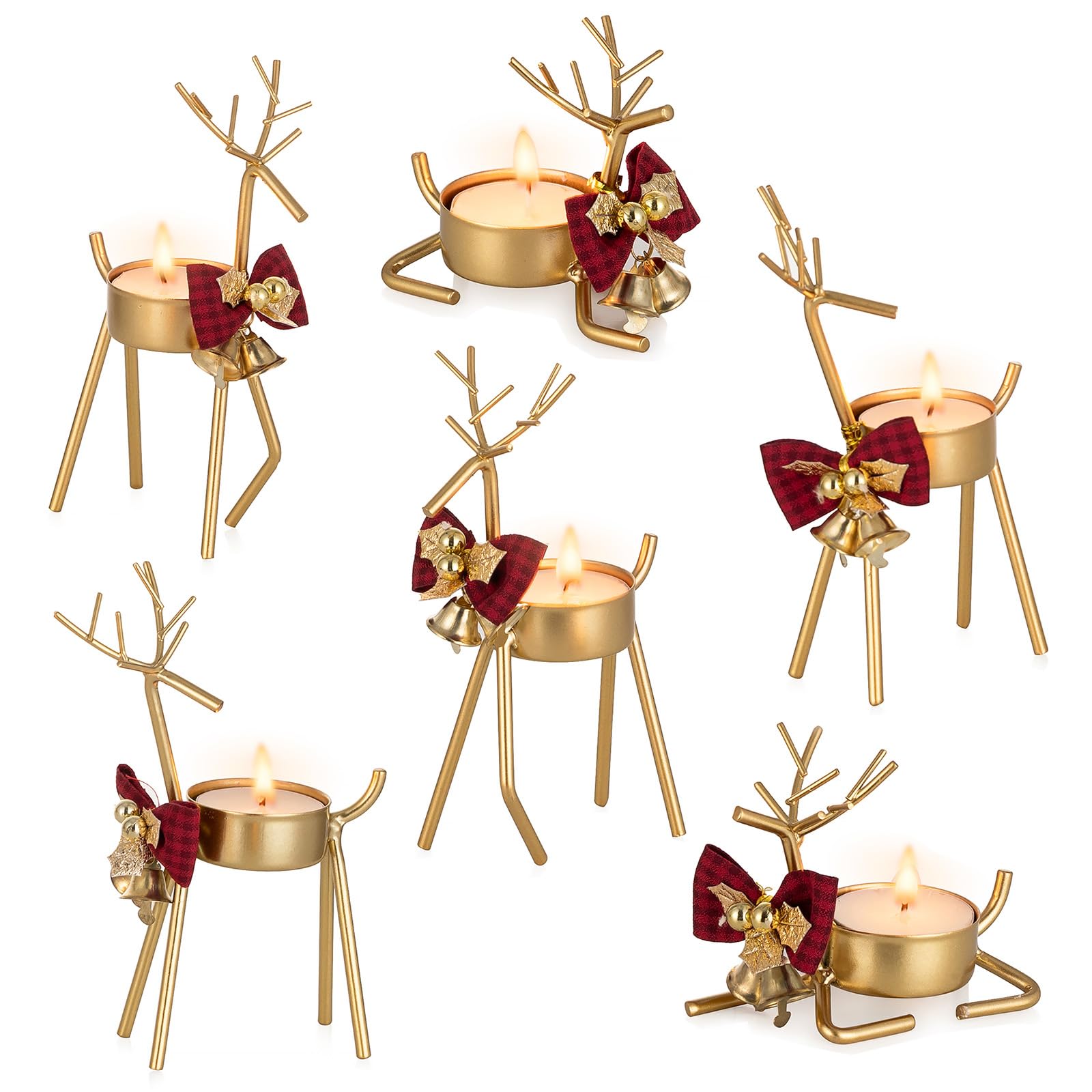 Sziqiqi Ciervo Portavelas para Navidad: Oro Vintage Portavelas para Centro Mesa Navidad - Metal Portavelas De Velas Pequeñas para Decoración Hogar Comedor Sala De Estar Cocina Chimenea