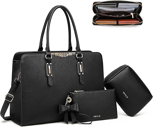 Miniatura 1 de Keyli Bolsa para laptop para mujer, grande, de piel sintética, con puerto de carga USB, bolsa de hombro, 4 unidades