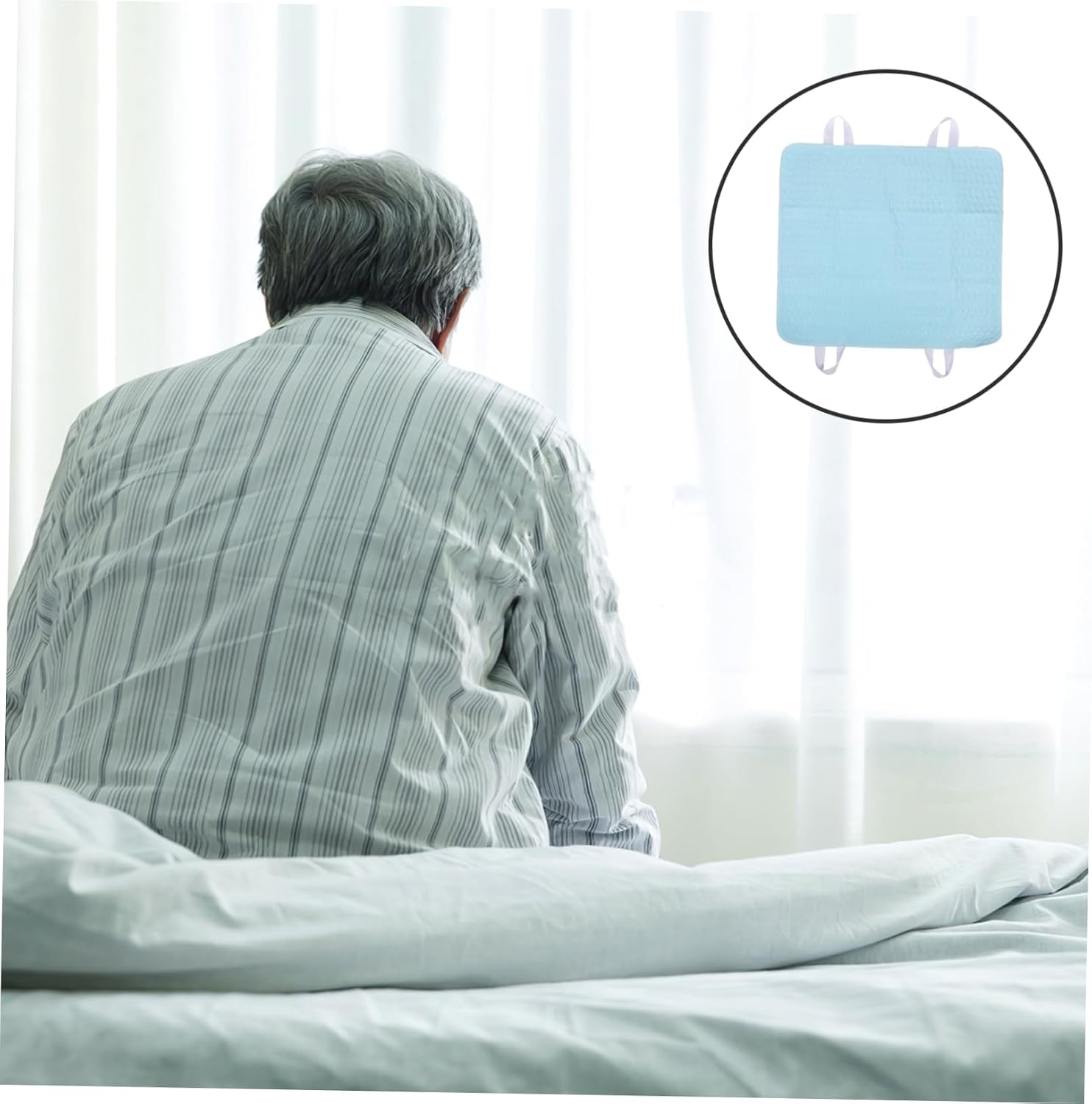 Washable Bed with Handles Reusable Mattress Protector for Elderly Adults and Absorbent Rainproof for Home Care and Management