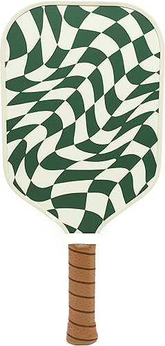 Paleta de pickleball Lujosa, elegante, superficie de fibra de vidrio con alto grano y giro, mango extendido, 0.433 in