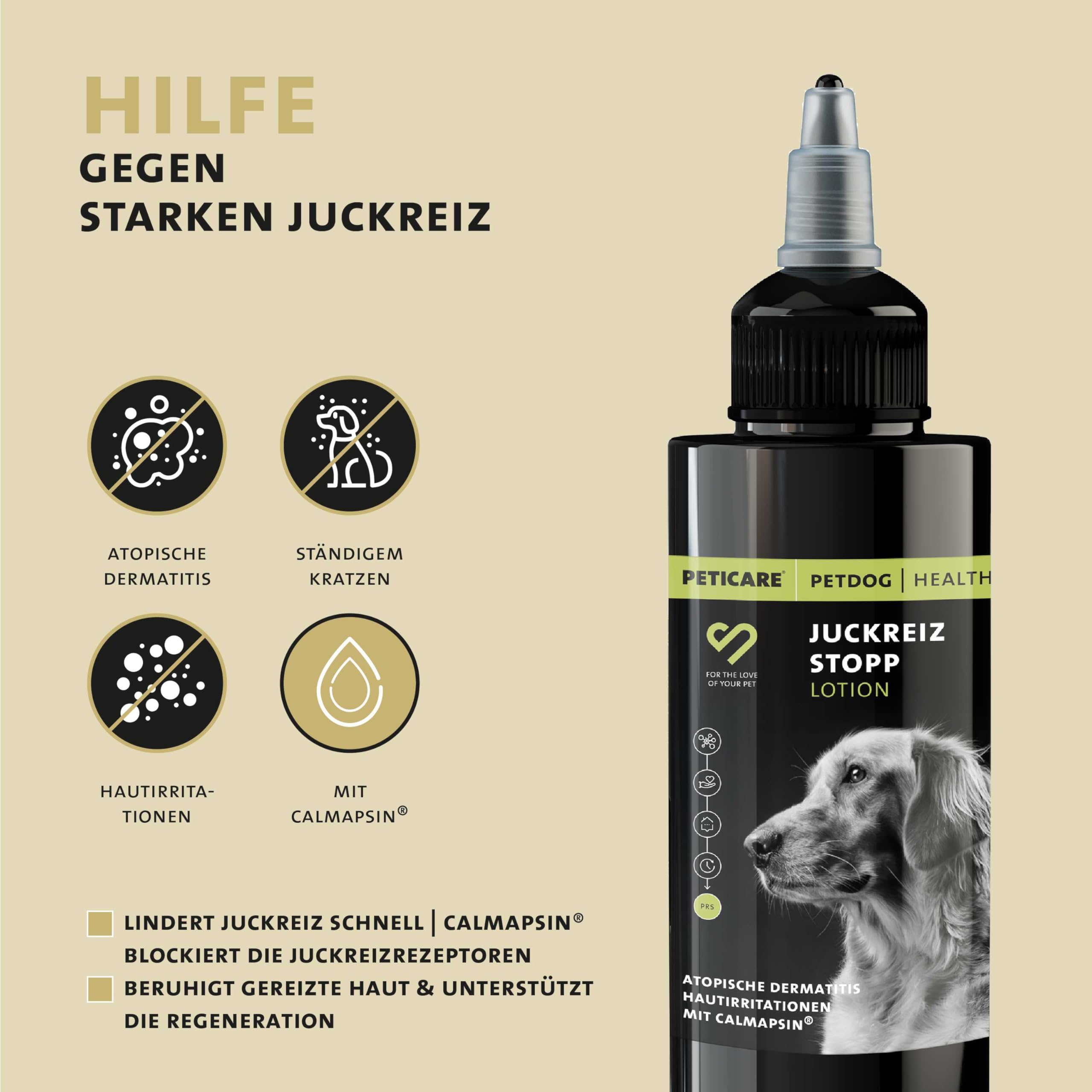 Peticare Cuidado Calmante para Piel del Perro | con Calmapsin® y Aloe Vera | Apoya el Confort cutáneo y la hidratación | Aplicación precisa con tecnología PRS® de liberación | petDog Health 2190