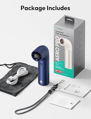 Miniatura 8 de Aecooly Ventilador de mano portátil, potente ventilador de tubo de aire turbo, 19000 RPM Aero Pro de alta velocidad, tiempo de enfriamiento máximo