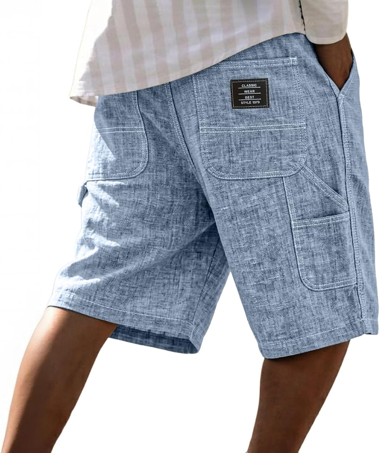 FQZWONG Men Shorts Casual Hiking Shorts Summer Gym Short Pant Workout Sport Pants Drawstring Stretch Trousers with Pocket