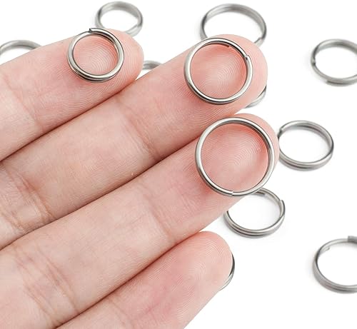 Miniatura 9 de FEGVE Llaveros de titanio, anillos divididos, llaveros pequeños, anillos de salto para collares, llaves, accesorio de joyería, 15 piezas, mezcla de