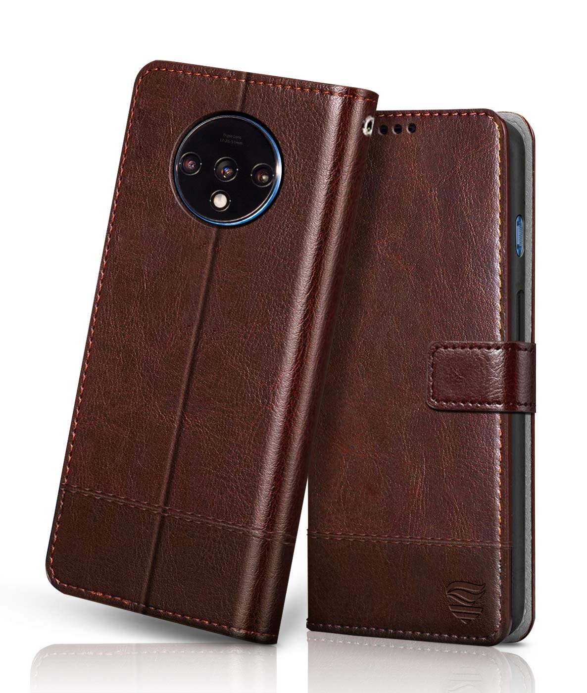 FLIPPED Vegan Leather Flip Case Back Cover for OnePlus 7T (Flexible, Shock Proof | Hand Stitched Leather Finish | Card Pockets Wallet & Stand | Tan with Brown) (B084KK1RFB) Amazon Price History, Amazon Price Tracker