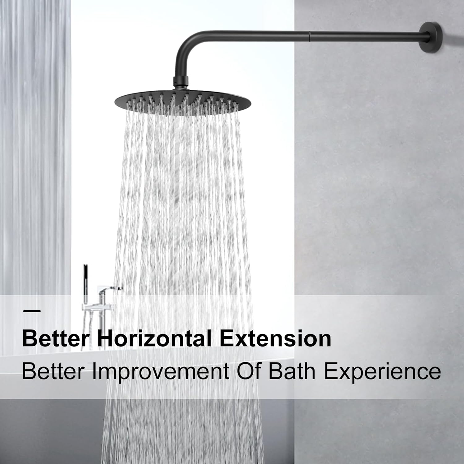 NearMoon Shower Arm, Extra Extension Arm with Flange, Stainless Steel Wall-Mounted Showerhead Extender Pipe (24 Inch, Matte Black)