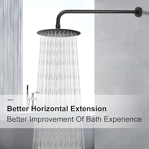 Vista 19 de NearMoon Brazo de ducha, brazo de extensión extra con brida, tubo extensor de cabezal de ducha montado en la pared de acero inoxidable