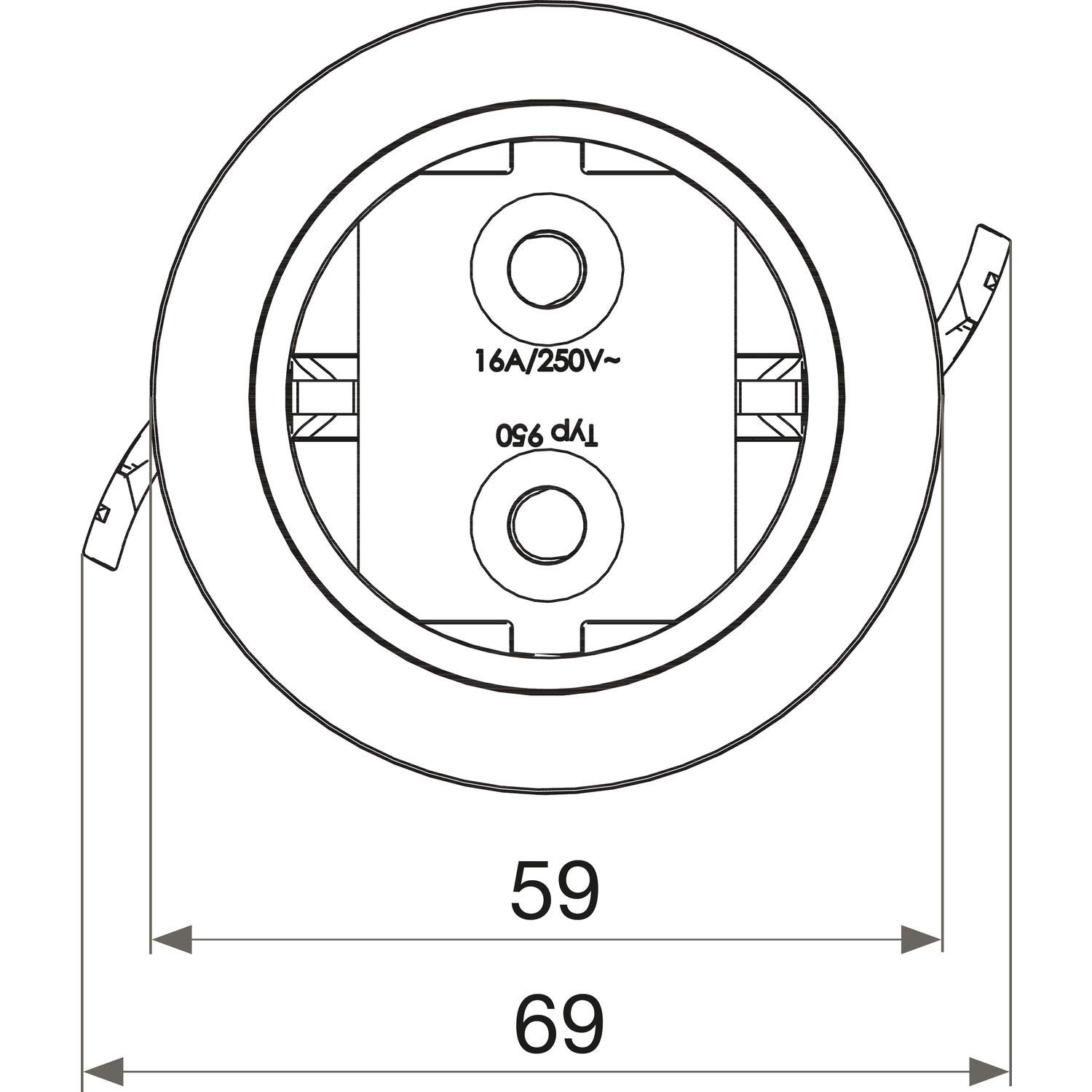 Evoline One - Presa da incasso con coperchio girevole, ø 59 mm, 230 V, plastica nera