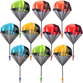 10 Pack Parachute Toy,Tangle Free Throwing Toy Parachute,Hand Throw Flying Toys,Hand Throw Parachute Army Men Square Outdoor Children's Flying Toys Parachute Toys for Kids Gifts,5 Colors