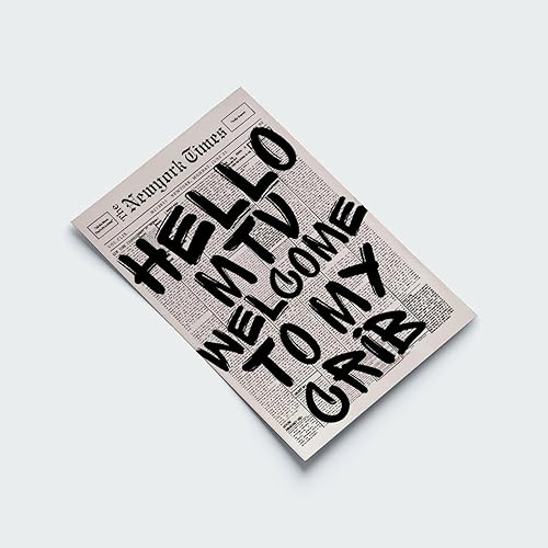 Miniatura 8 de Hello Mtv - Póster de titular de periódico de bienvenida a mi cuna, arte de pared retro en blanco y negro de los años 70, pintura de impresión