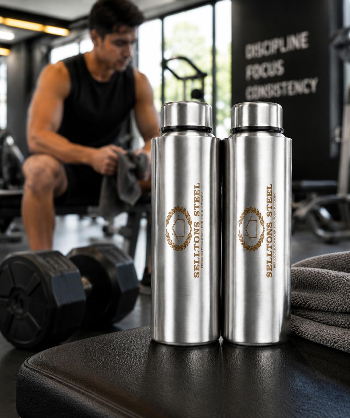 Stainless Steel Water Bottles - Set of 2 -6