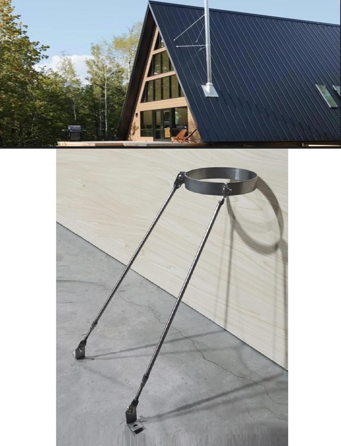 Universal Stove Pipe Support Kit, 304 Stainless Steel Wall Mount Bracket for Roof Chimney, Compatible with 10-25CM Pipes, Durable and Reliable Pipe Holder (5.5in/14cm)