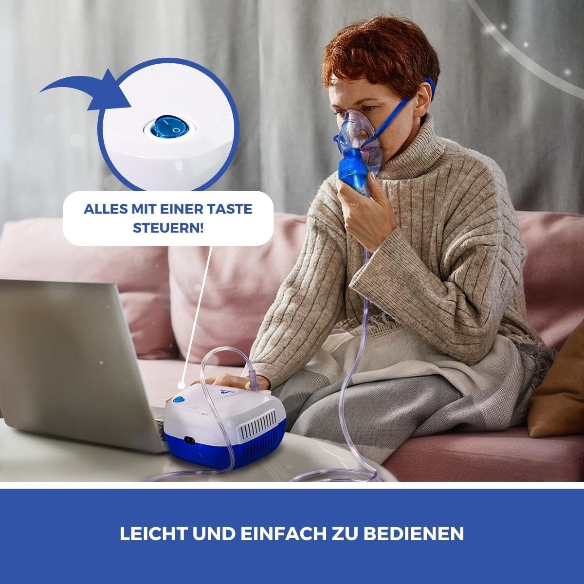 Mobiclinic®, Kompressor-nebulizer, Neb-2, Tragbar, Für kinder und erwachsene, Transporttasche, Mini, Behandlung von atemwegserkrankungen, Masken in verschiedenen größen, 5 luftfilter