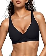 OEAK Womens Deep V Bras Wireless Comfortable Bra Supportive No Underwire Bras Tshirt Push Up Bralettes Plunge Seamless Bra