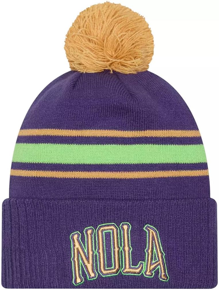 New Era NE23 City Edition Alternate Logo Sport Sideline Cuff Beanie Hat with Pom - NBA Cuffed Winter Knit Cap