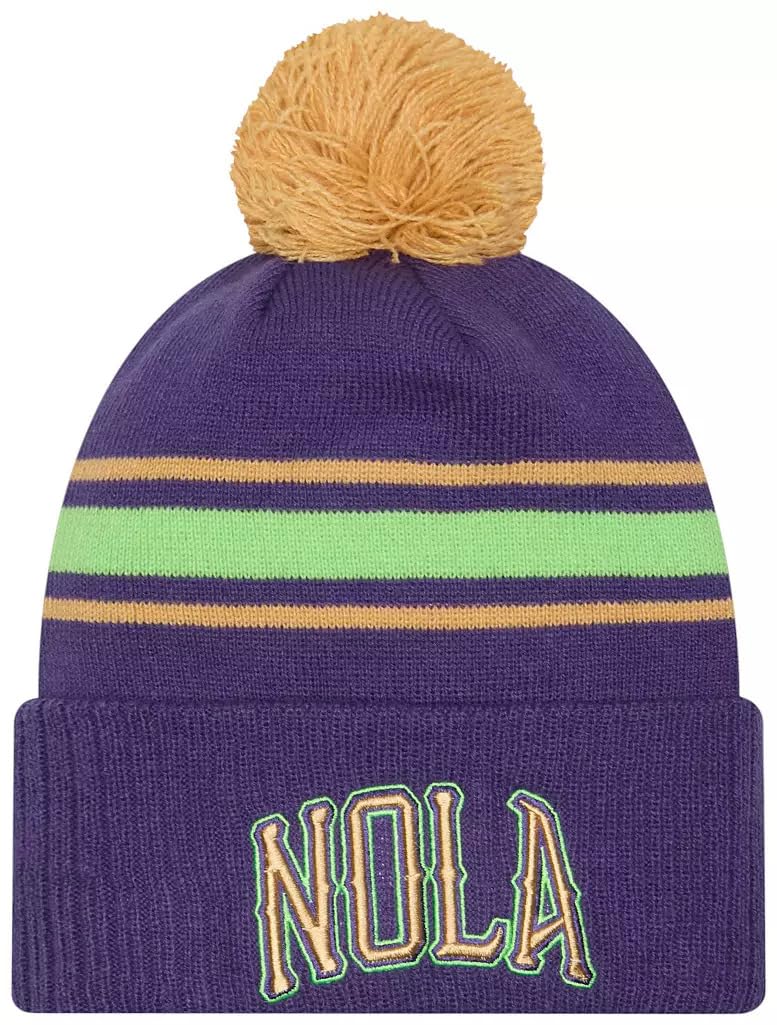 New Era New Orleans Pelicans Knitted Bobble Beanie Purple