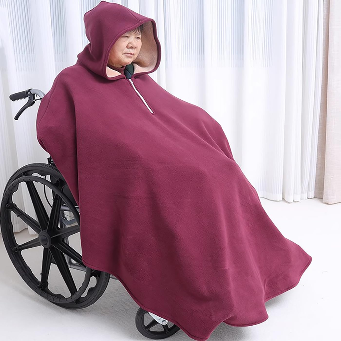 Manta para Silla de Ruedas, Fundas cálidas de Invierno para Todo el Cuerpo, Manta Cortavientos para Silla de Ruedas, Poncho Cortavientos con Capucha para Silla de Ruedas, Manta tér