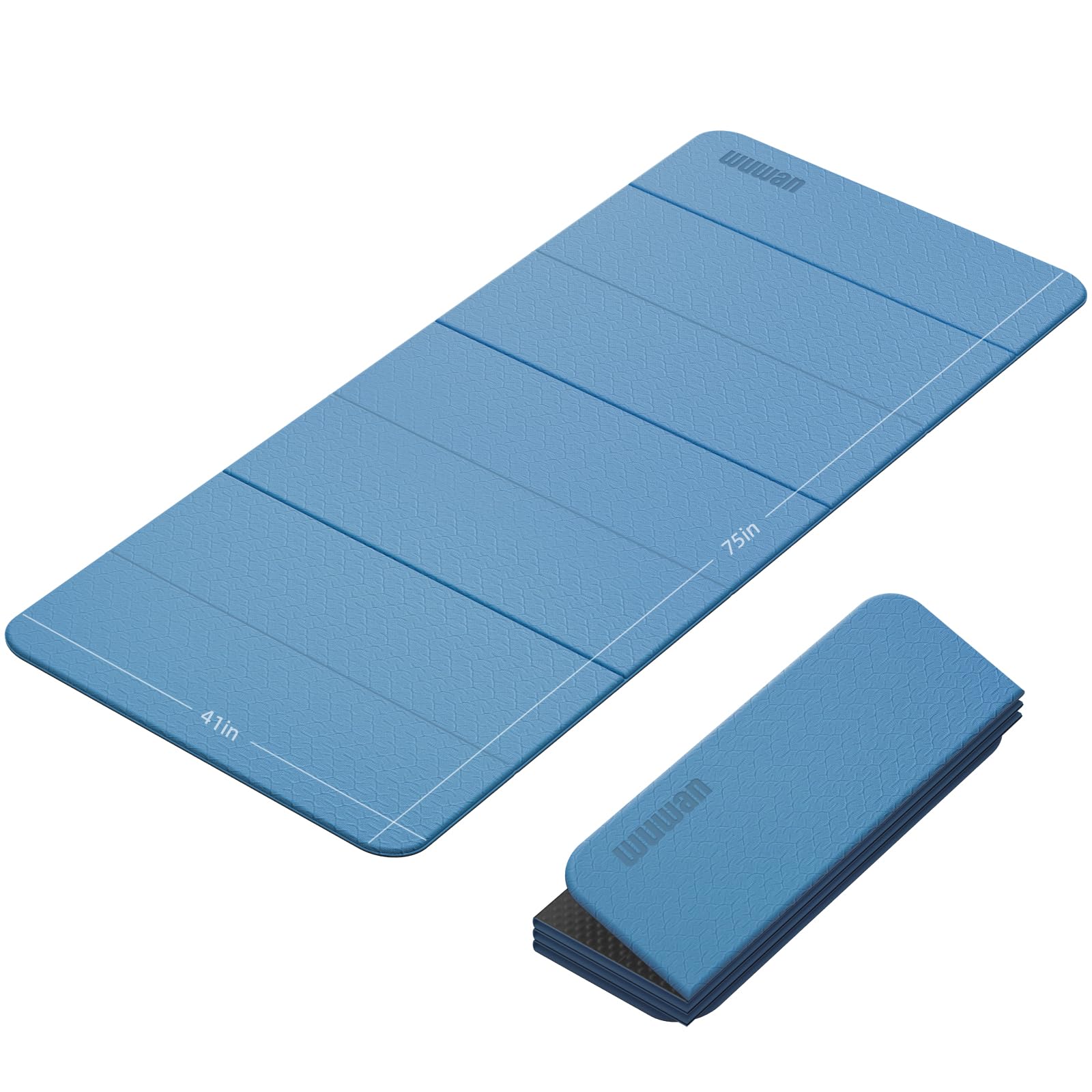 Foldable Yoga Mat Thick 10mm-WUWAN Extra Large Exercise mat, TPE Material, Non-Slip Fitness Folding Mats Easy to Carry For Home Workout Travel Pilates(74.8" x40",2/5")