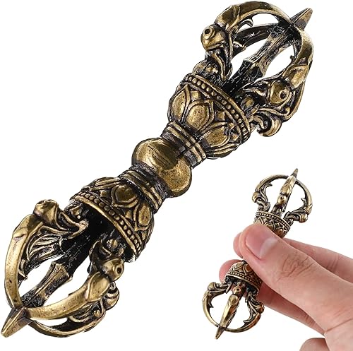 Miniatura 5 de Veemoon 2pcs Nepal Phurba Dorje Unidad Antigua Vintage Maja Coleccionables Energía Espíritus Budismo Dispositivo Vajra Latón Dorge Phurba Tibetano