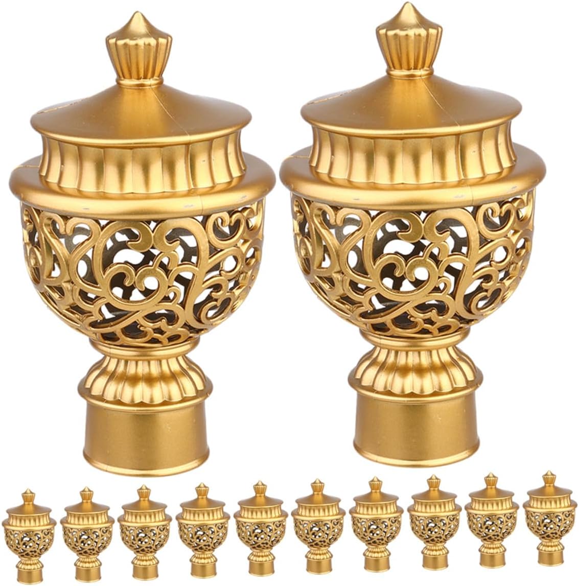 12 Pcs Pine Curtain Pole Ends Decorative Roman Finial Caps Plastic Drapery Rod Accessories for Window Curtains Easy Install Versatile Home Office Use