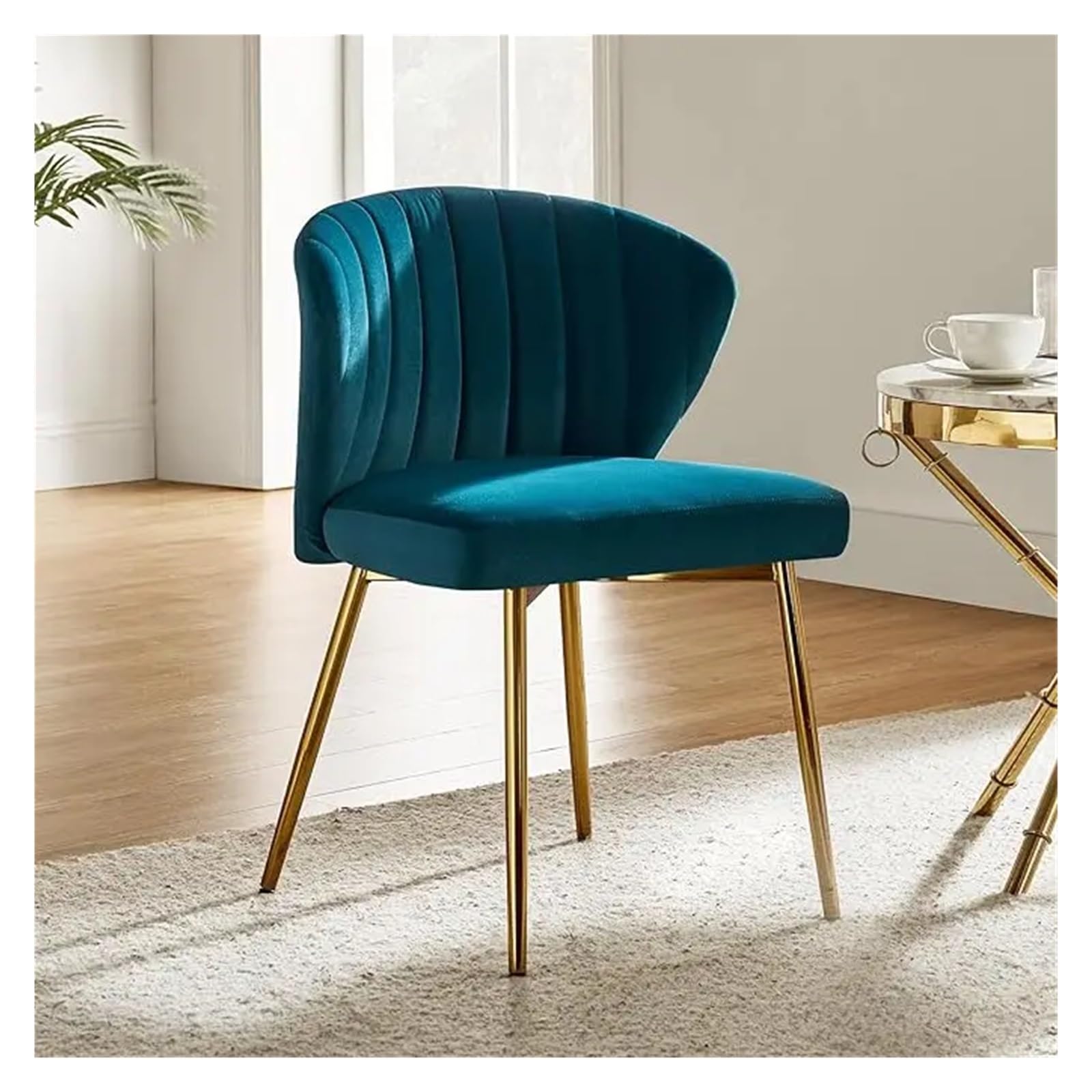 Chaise en velours bleu canard petite chaise vanité moderne salon