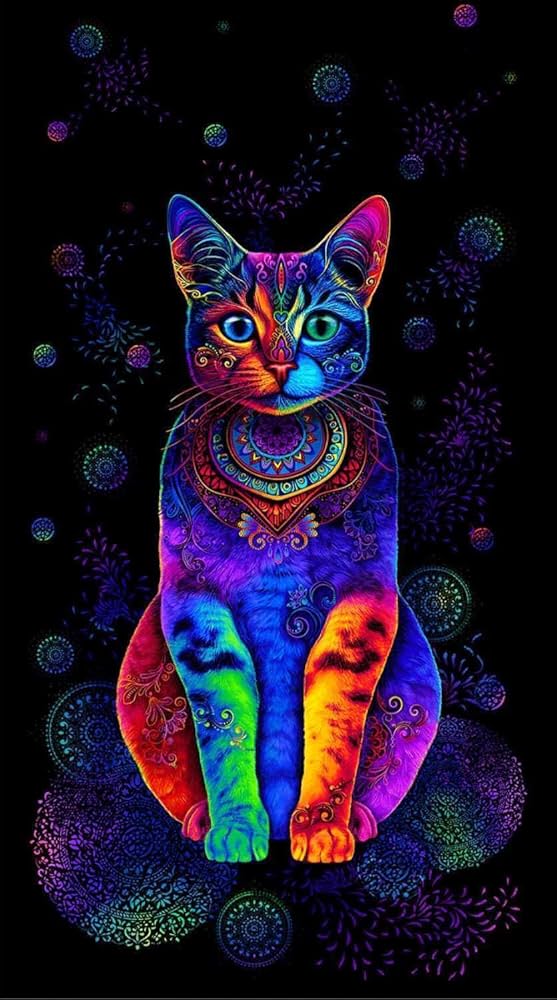 Amazon.com: Wild Cat by Timeless Treasures Rainbow Cat on