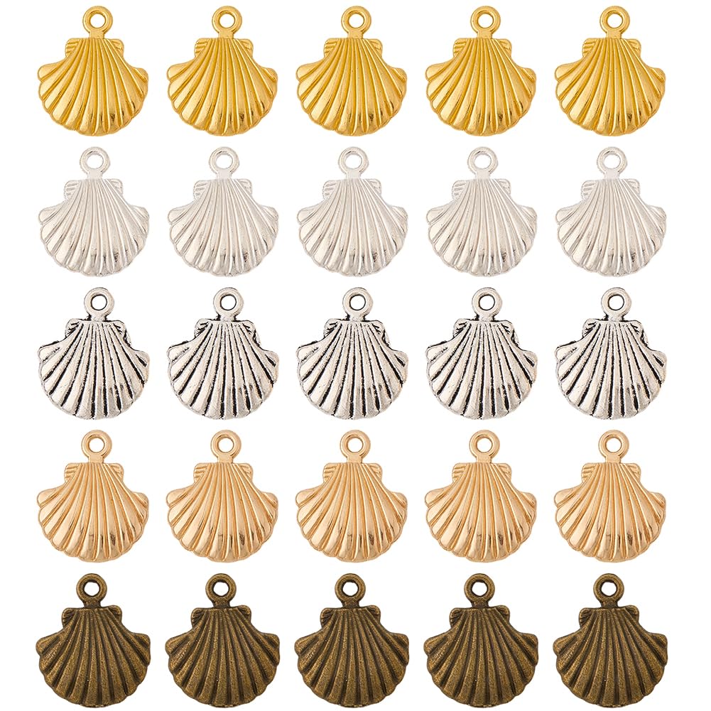 Breloques de Plage Coquillages Métal pour Bijoux DIY - Pendentifs Tibétains Hawaïens Colorés x60