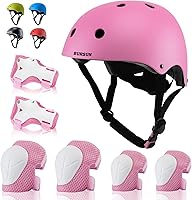 Vista 11 de Conjunto de casco de bicicleta para niños, casco ajustable para niños pequeños de 2 a 8 años con rodilleras, coderas y muñequeras Casco