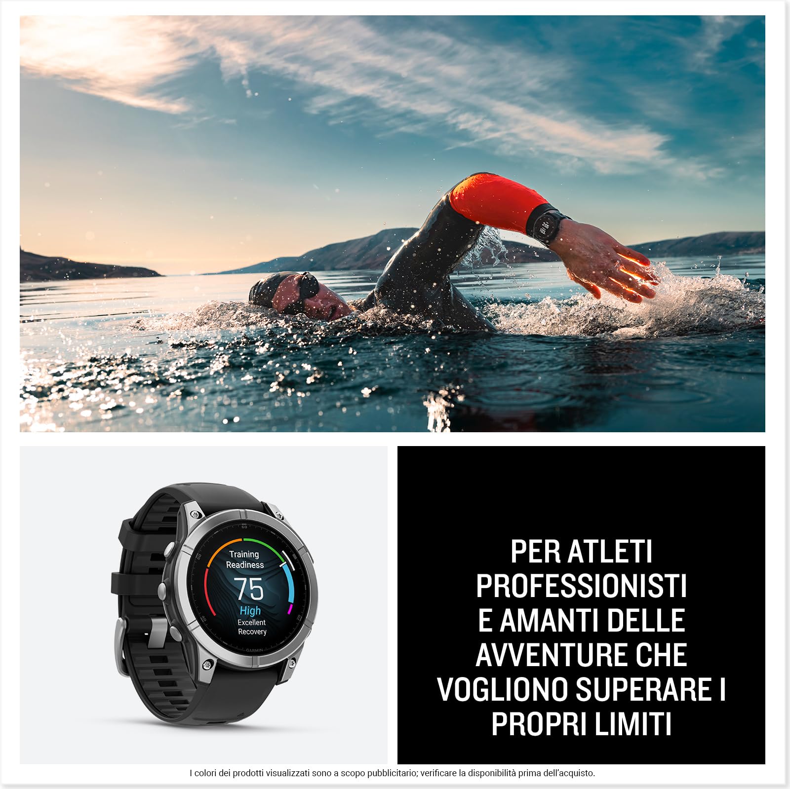 Garmin fēnix E, 47mm, Display AMOLED 1,3", Touch e Pulsanti, 90+ App per lo Sport, Training Readiness, Mappe, GarminPay, Autonomia 16 giorni, Stainless Steel & Black