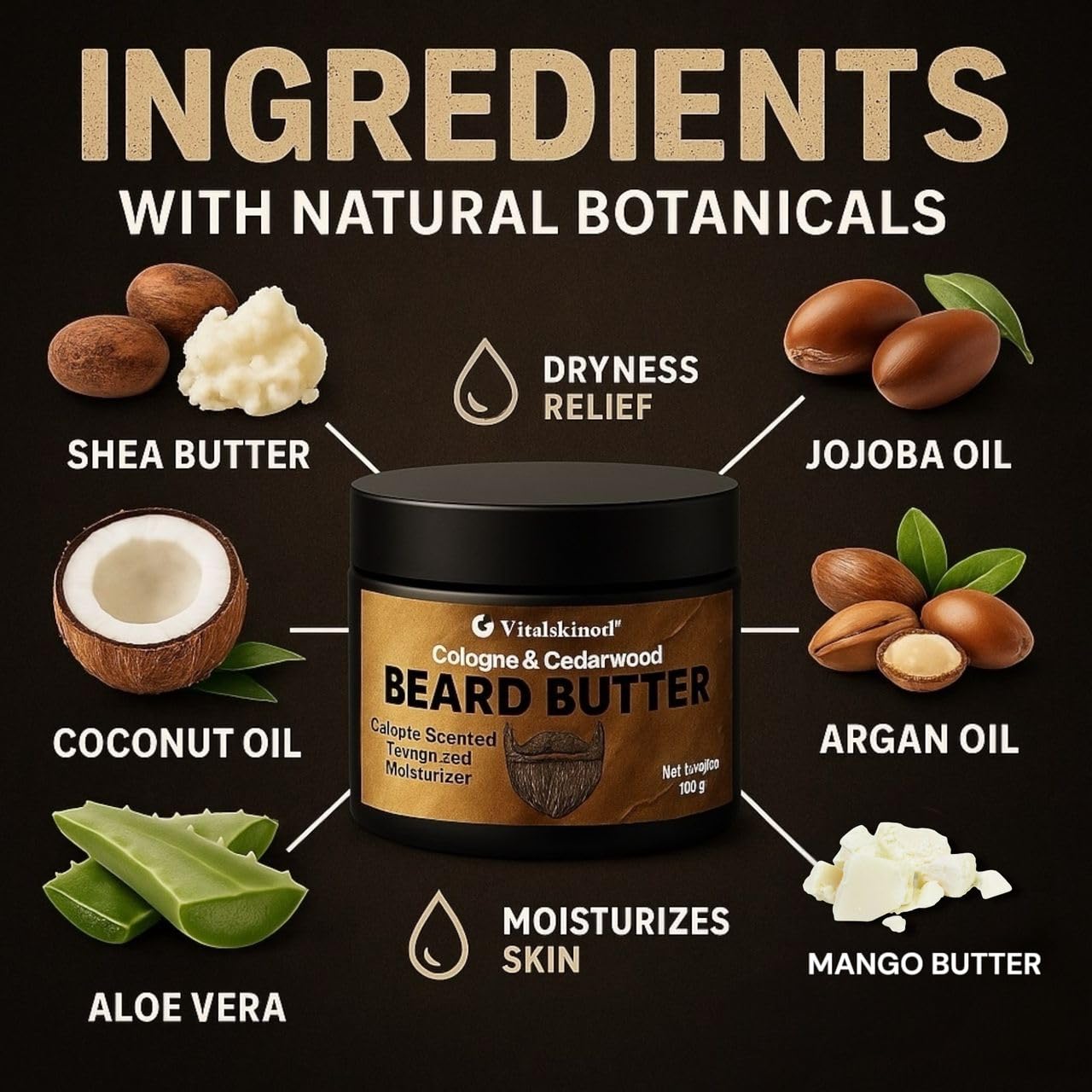 Beard Butter for Men, Cologne Scent, Non-Greasy Conditioning grooming | Deep Conditioning, Hydrating Leave-In Beard Butter for Men, Softens & Tames, Cedarwood Cologne