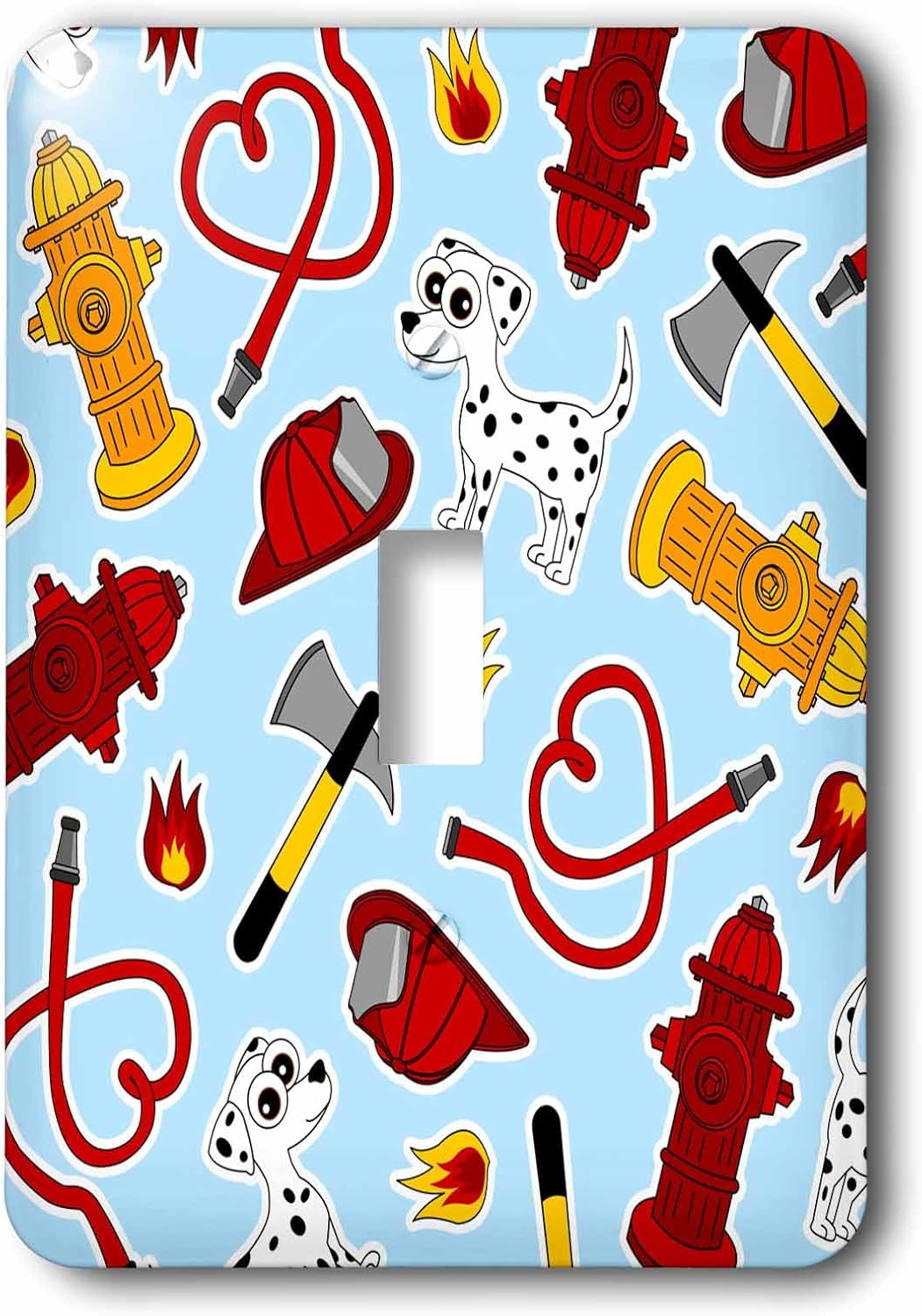 3dRose lsp_165911_2 Cute Fireman Firefighter Love Pattern Blue Double Toggle Switch