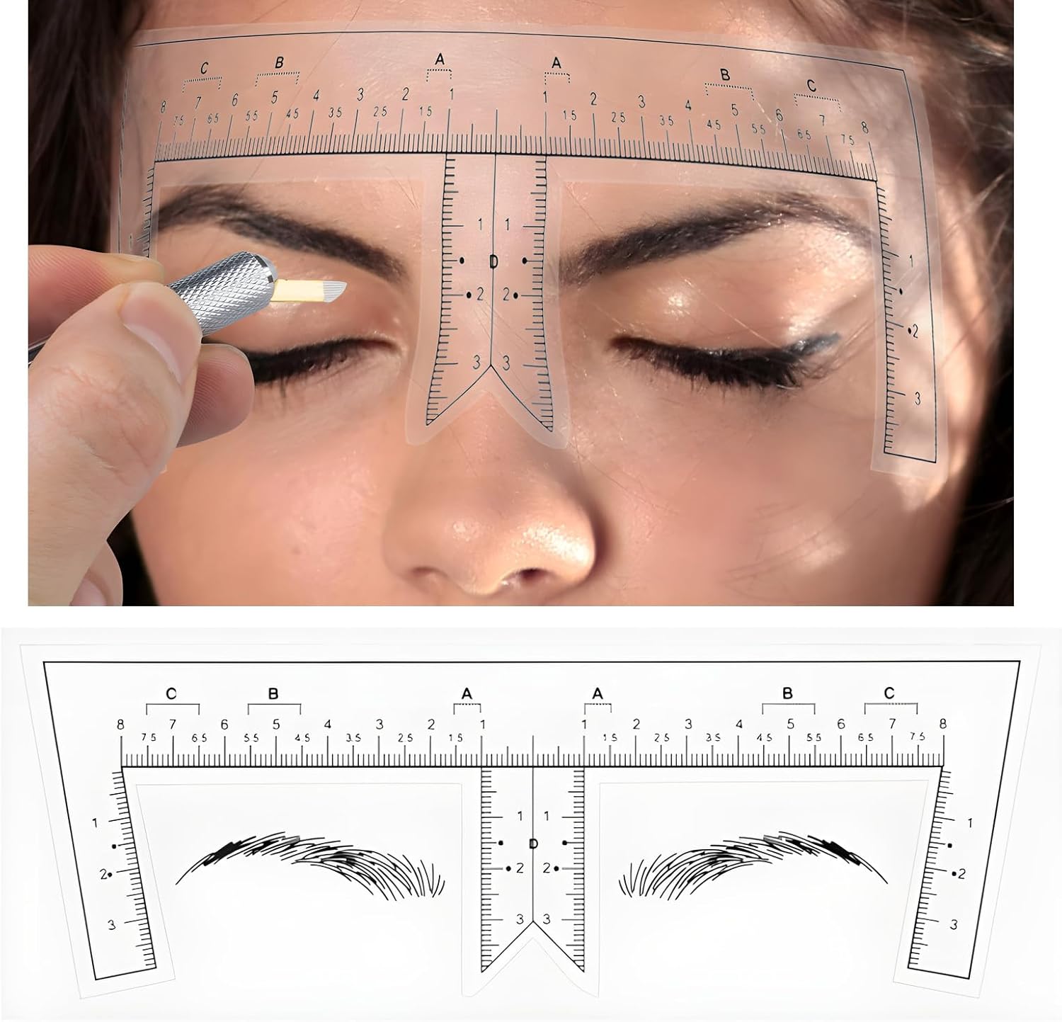 使い捨て眉マッピングステッカー50枚。透明なマイクロブレードステンシル。正確な眉の形を整えるためのパーマネントメイクとタトゥーポジシ