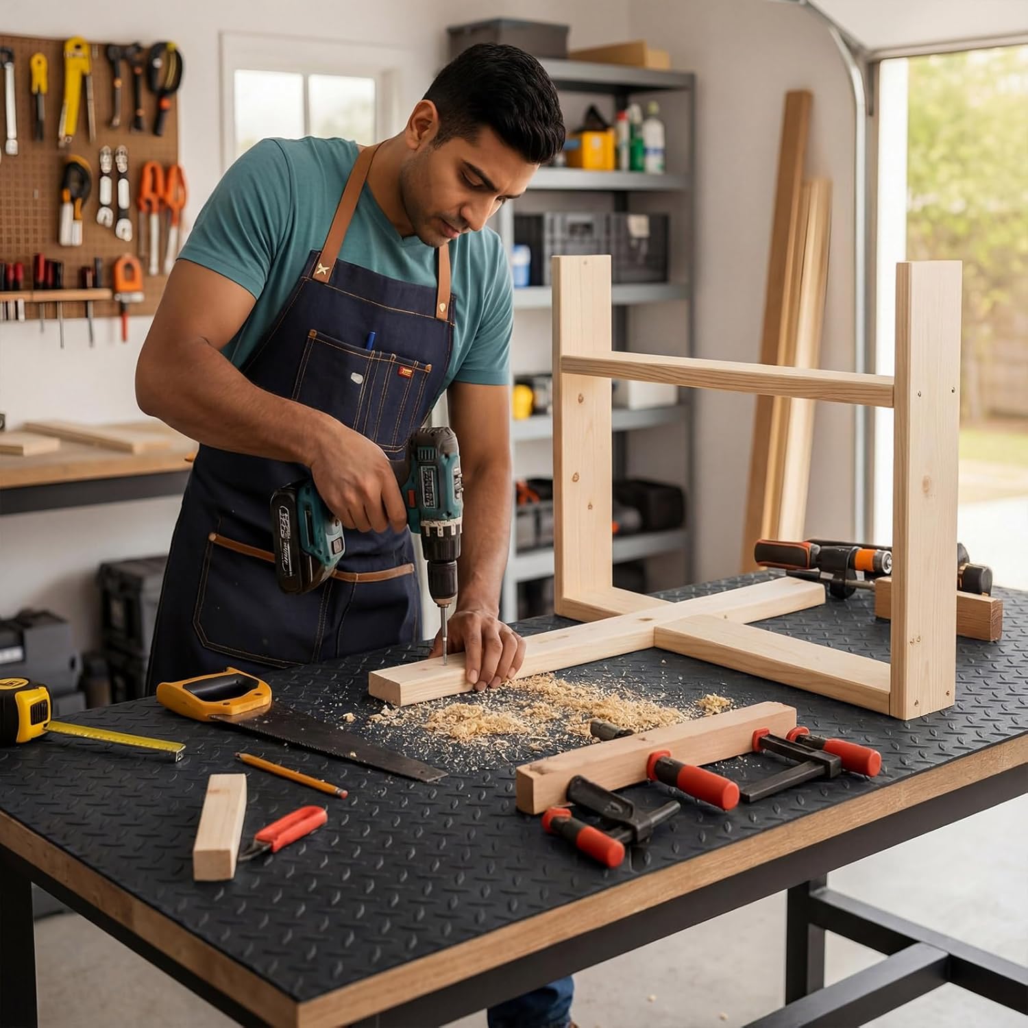 Leinuosen Extra-Long Workbench Mat 24" x 94.5", Scratch-Resistant PVC Work Bench Pad, 1.2 mm Thick Non-Slip Textured Surface for Woodworking, Painting, Crafting, DIY Table Protection