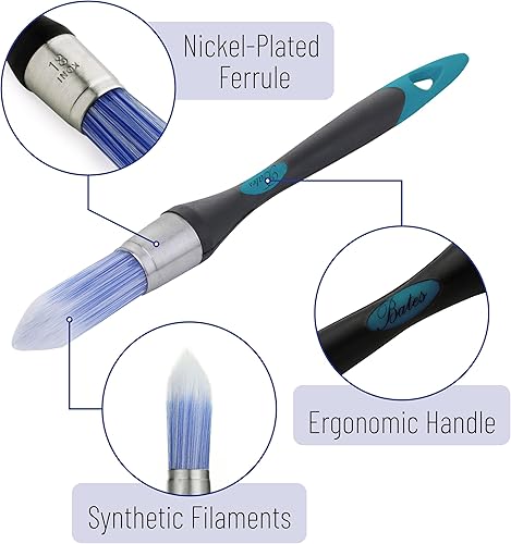 Miniatura 86 de Bates - Brocha de pintura para recortar, 0.75 pulgadas, mango ergonómico antideslizante, cerdas sintéticas, pinceles de corte para pintar, negro
