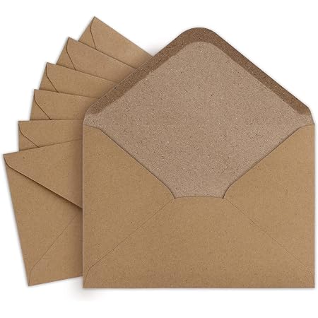100 Stück Kraftpapier Umschläge DIN C6 (16x11 Cm) – Vintage-Look, Nassklebend, Ohne Fenster, Für Einladungen & Karten