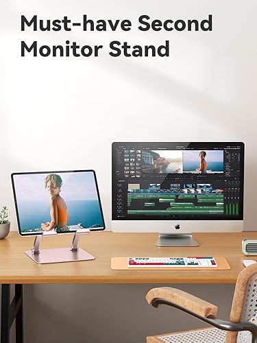 Miniatura 4 de tounee Soporte para tableta, soporte de escritorio de aluminio ajustable de doble barra, compatible con iPad de 4.7 a 16.9 pulgadas, tabletas de