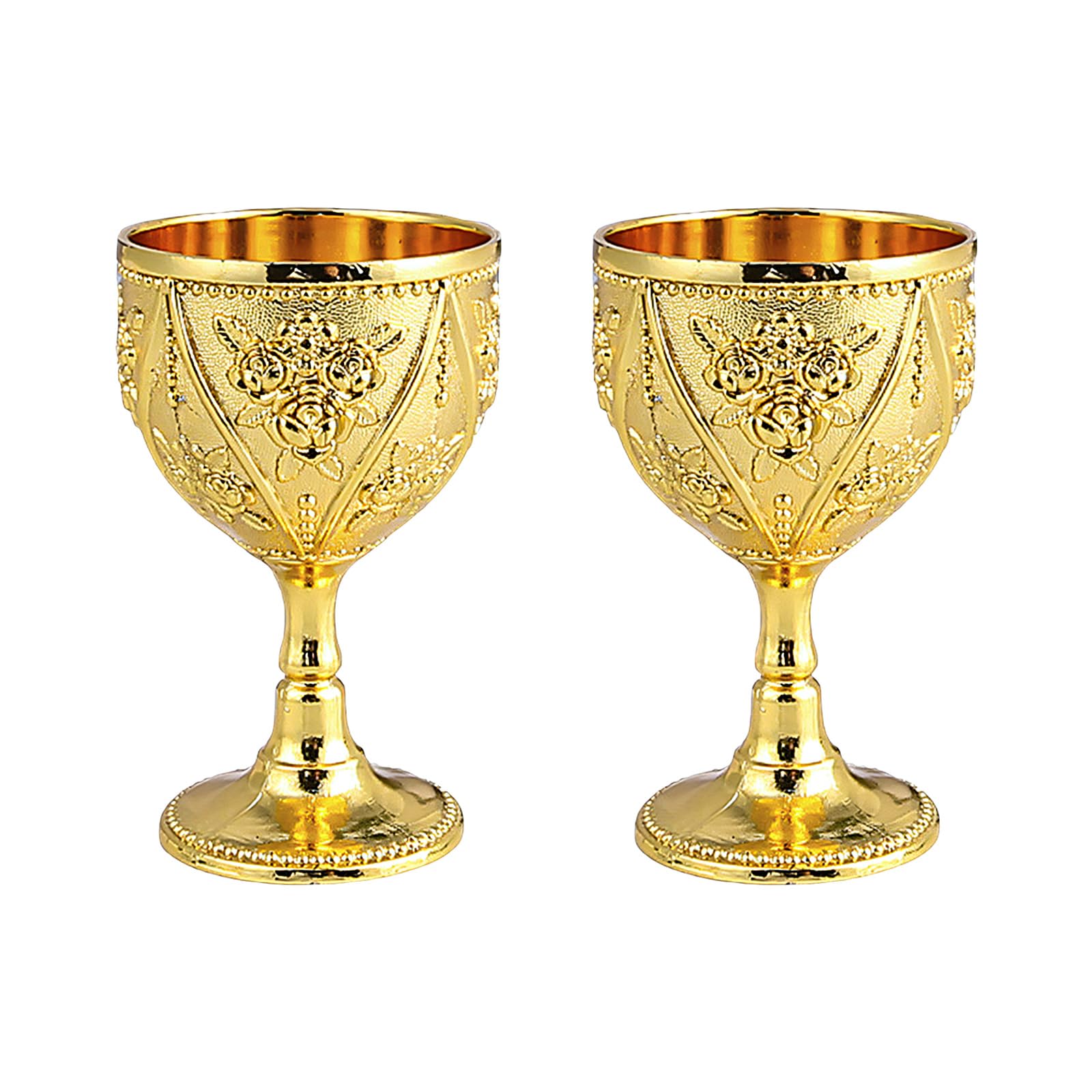 CAZSTYK 2Pcs Metal Chalices Goblet with Intricate Carving Wine Drinking Cups Shot Glasses Medieval Ornaments for Party Decors Medieval Metal Shot Glasses