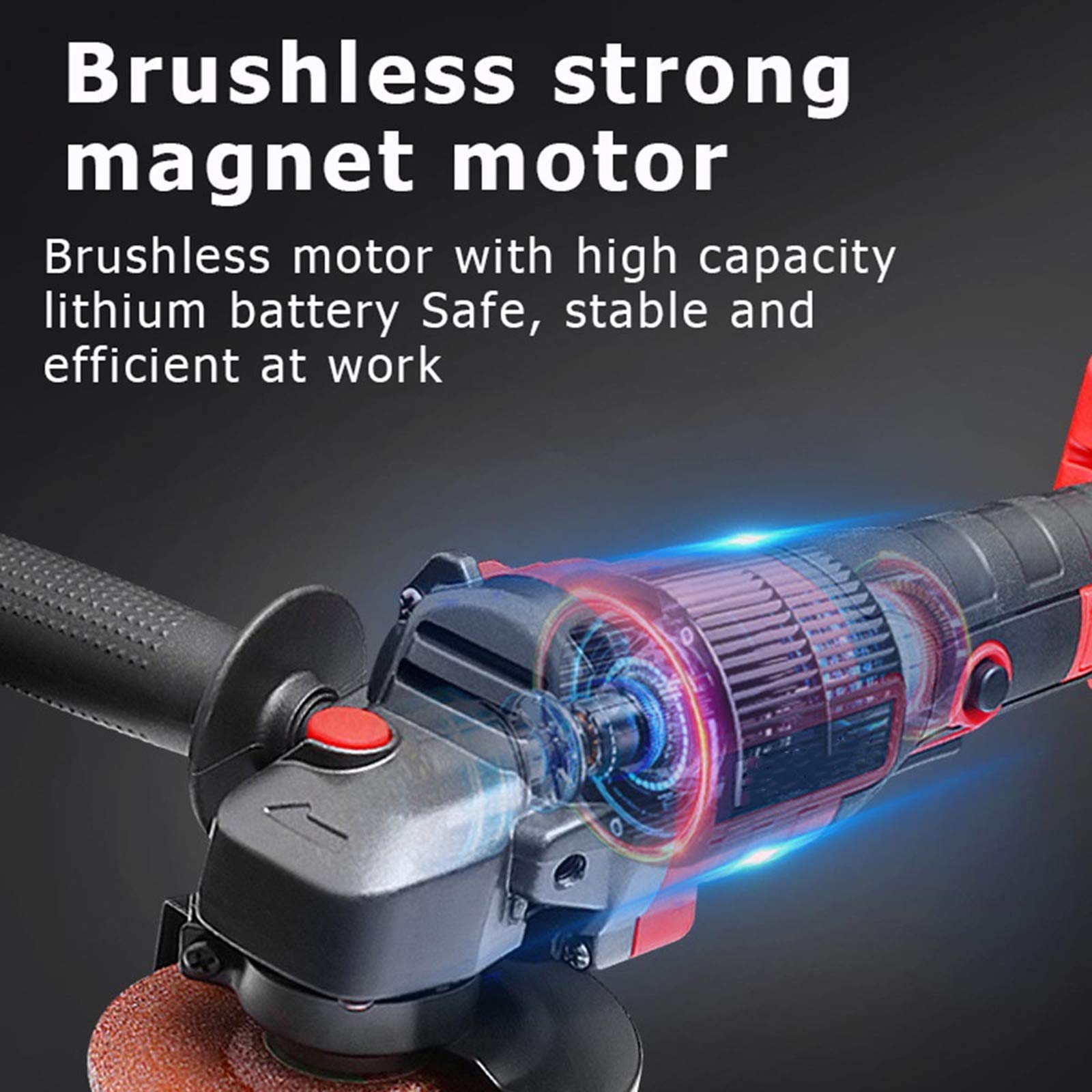 Amoladora Angular de Impacto inalámbrica sin escobillas de 800W 98Vf 100Mm, pulidora de máquina de Corte de Velocidad Variable de 9000 RPM con (pulidora)