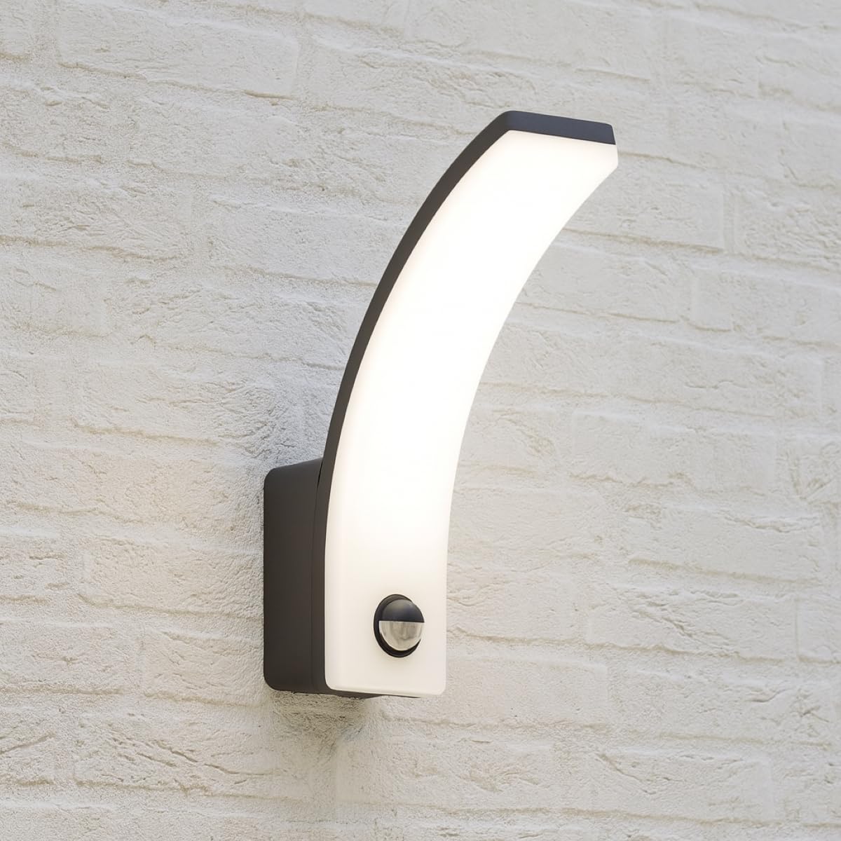 Cgc Lighting Black Led Outdoor Wall Lights Mains Powered, Natural White 4000K, 20W, 1900Lm, Outside Lighting, Security Pir Sensor (Black)