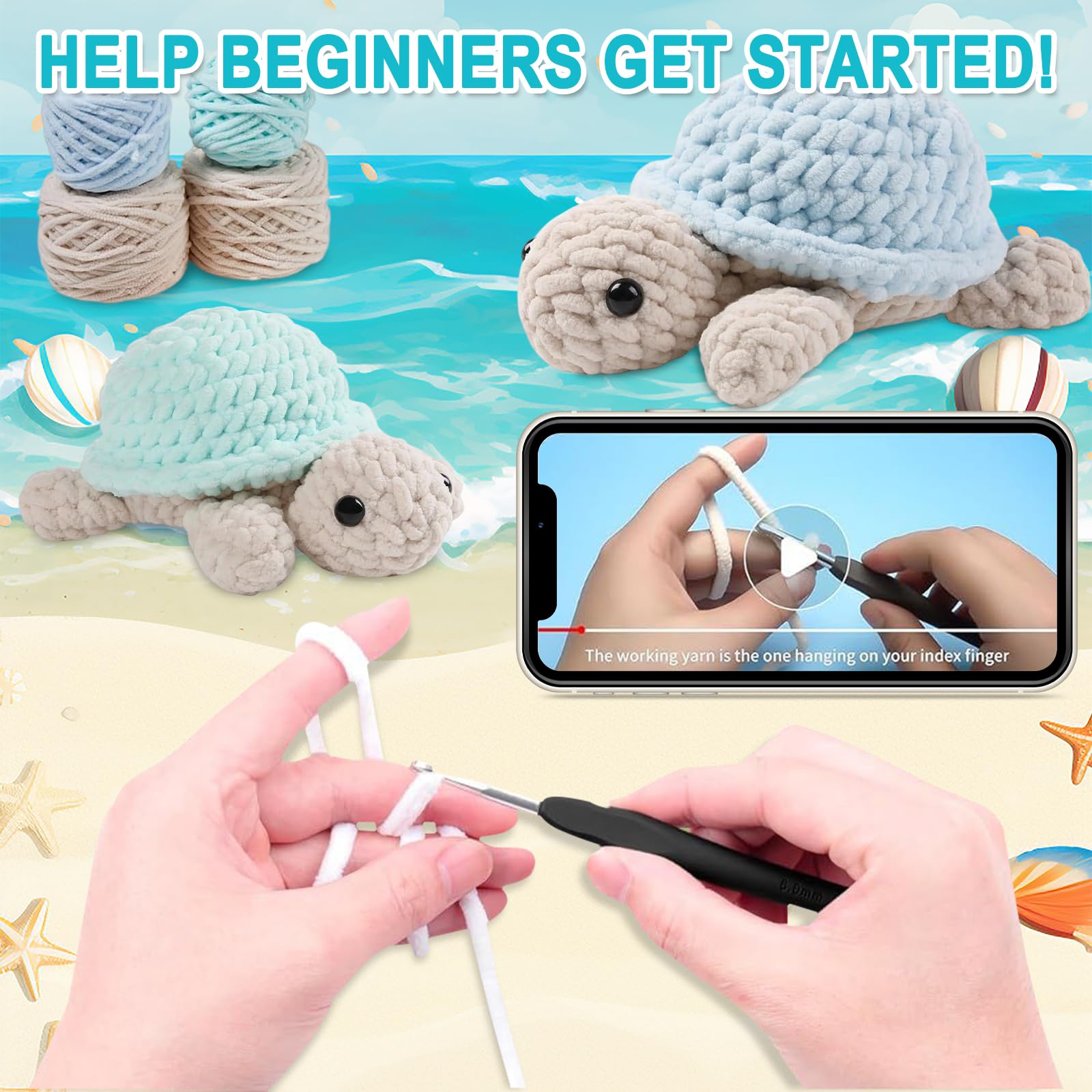 Häkeln für Anfänger Tiere Häkelset 2 Stück Crochet Set für Kinder Erwachsen,Tiere Häkeln Set Crochet Kit mit Video Anleitung Häkelnadel Garn DIY Häkel Zubehör Bastelset