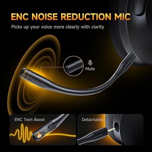 Miniatura 5 de Picun Auriculares inalámbricos para juegos con cancelación activa de ruido, auriculares Bluetooth de 2.4 GHzBluetooth con micrófono desmontable