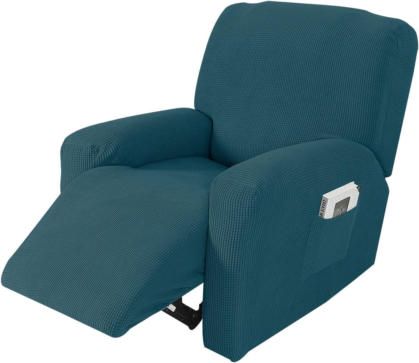 Recliner Chair Cover 4 Piece,Polyester Stretch Recliner Slipcover,Furniture Protector,Sofa Protector for Dogs (B)