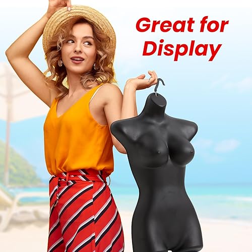 Miniatura 7 de Topmaster Soporte para traje de baño femenino, torso de maniquí femenino duradero, ligero y portátil, soporte para camisa de medio cuerpo con gancho