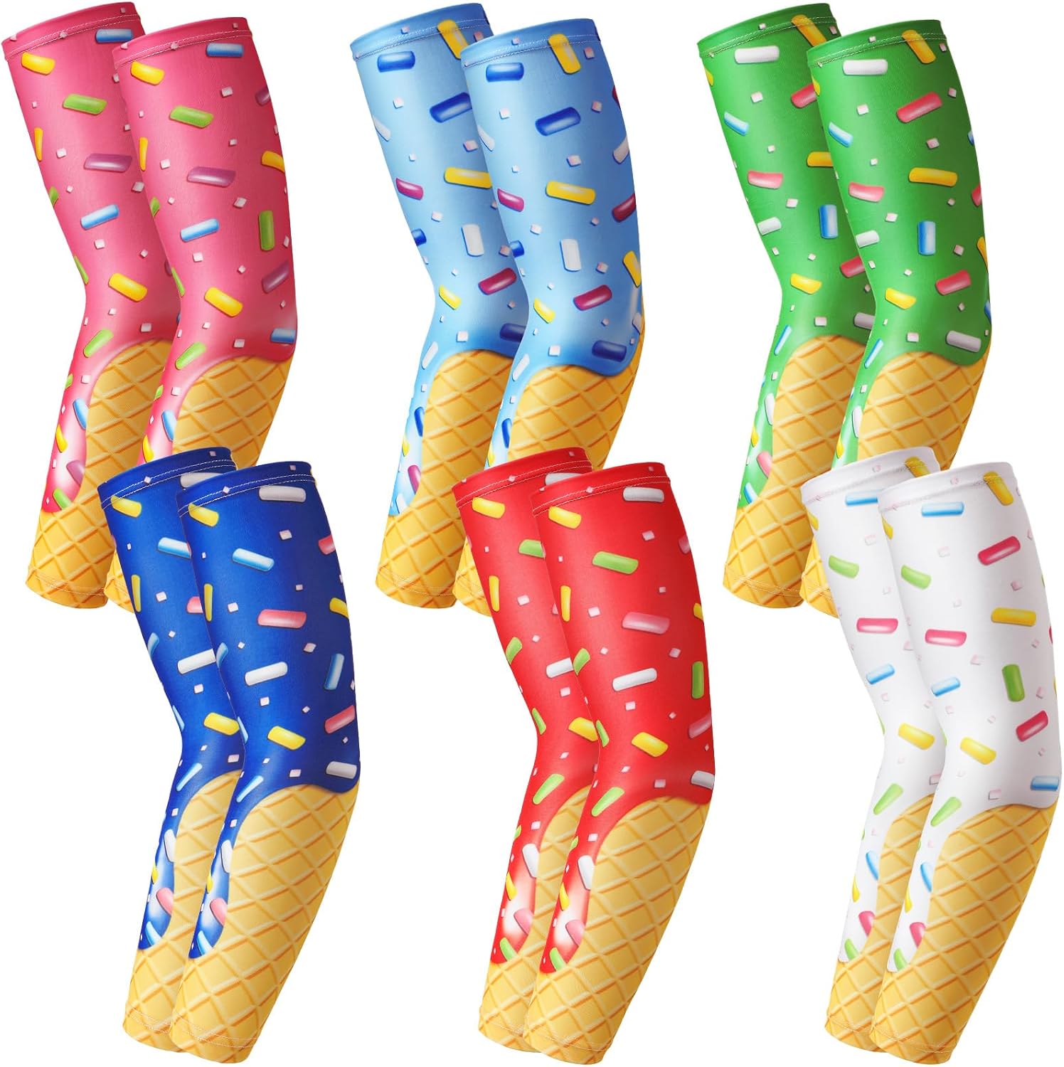 Shyyween 6 Pair Baseball Arm Sleeve for Youth Kid, Compression Basketball Football Arm Sleeve Boy UV Protection Sport Gift