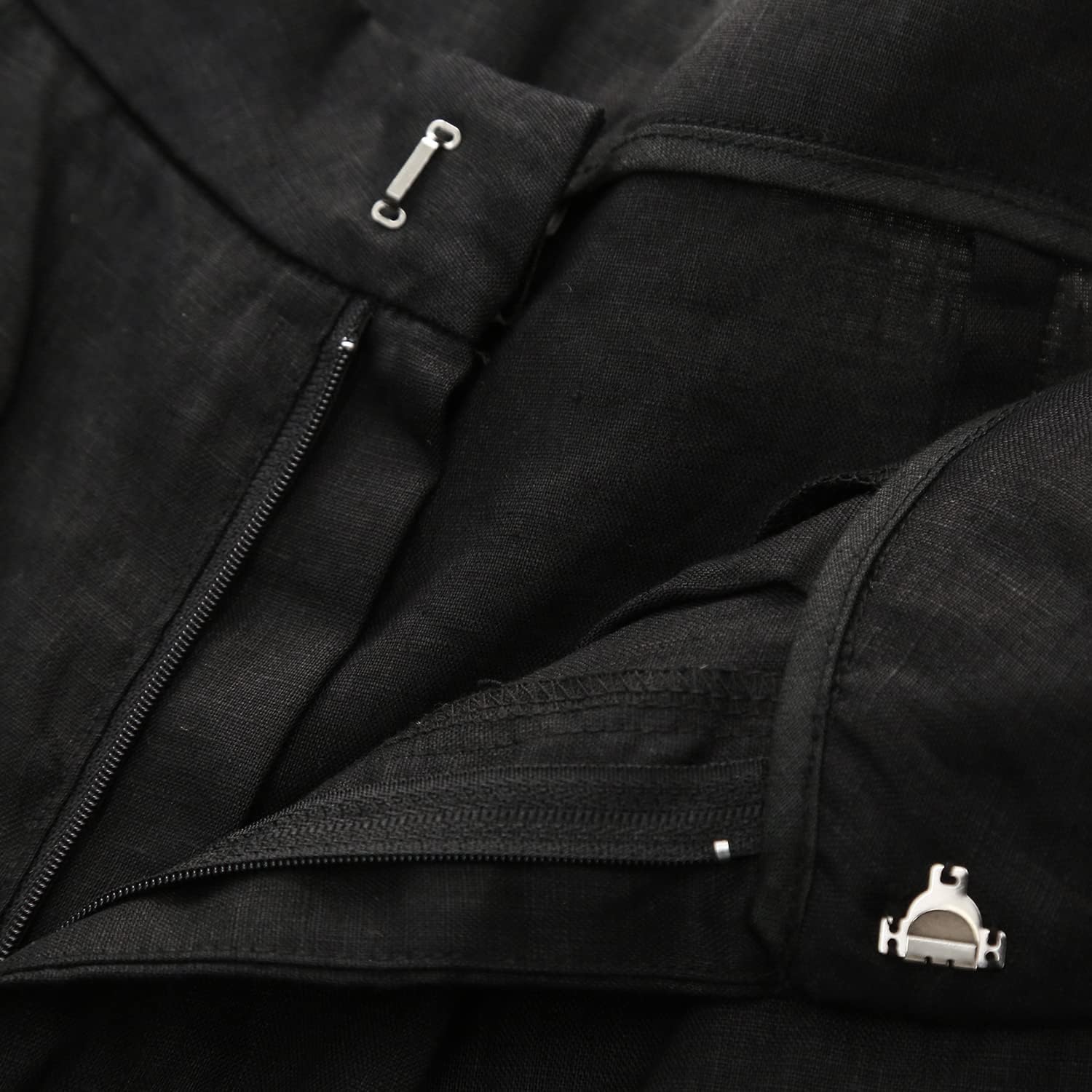 Amazhiyu Women's Linen Ankle Pants Pleated Front Wide Leg Straight Cropped Trouser - Image 4