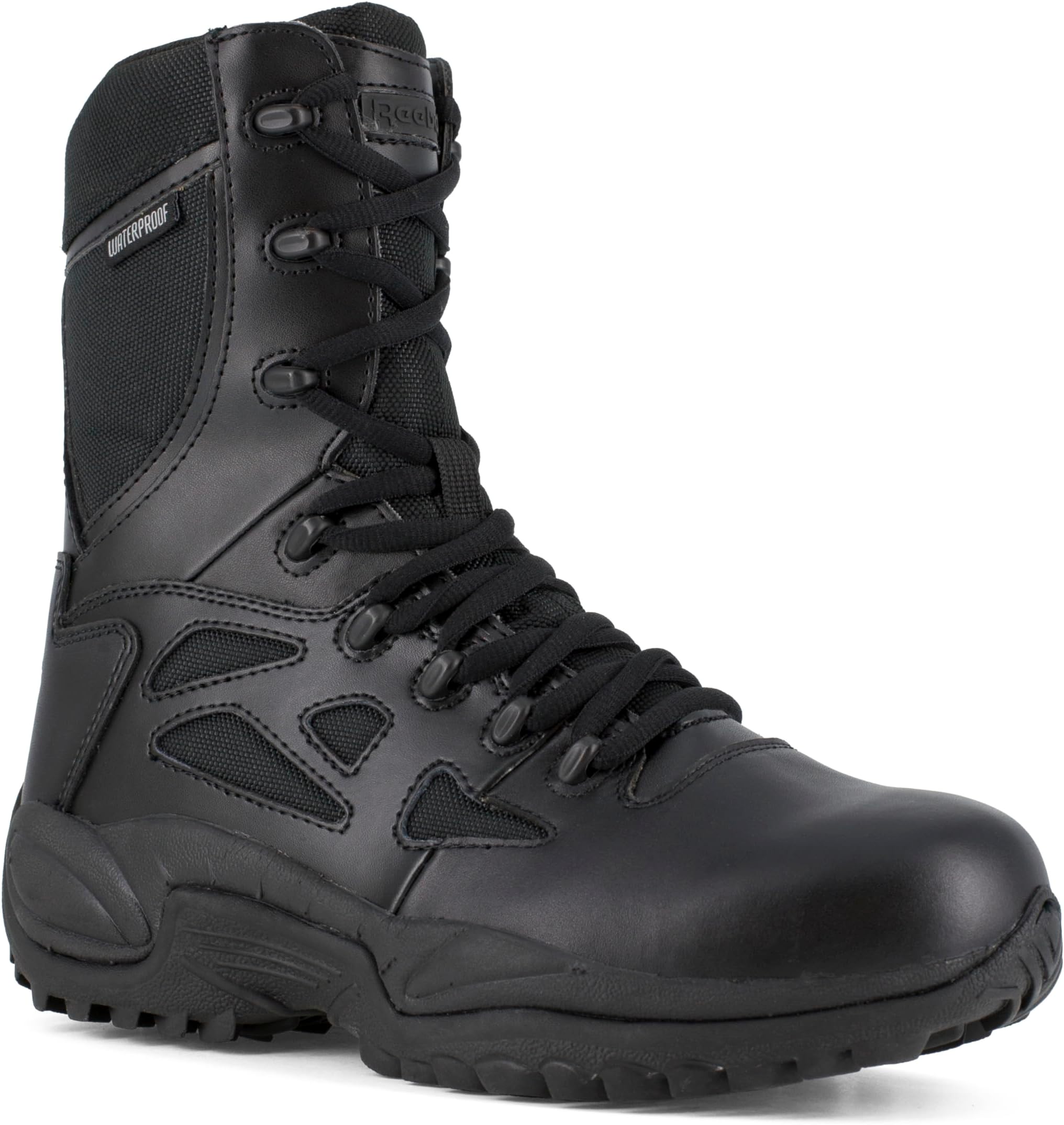 Reebok Men's Rapid Response Rb Safety Toe 8" Stealth Boot with Side ZipperMilitary & Tactical