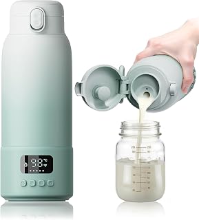 Chunyee Portable Bottle Warmer: Extended Battery Heats 4oz Water 30+ Times, Dual Milk/Water Modes, 17oz Fast Heat for Travel Green